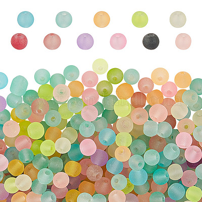 5 пакетик прозрачных матовых стеклянных бусин GLAA-HY0001-36B-1