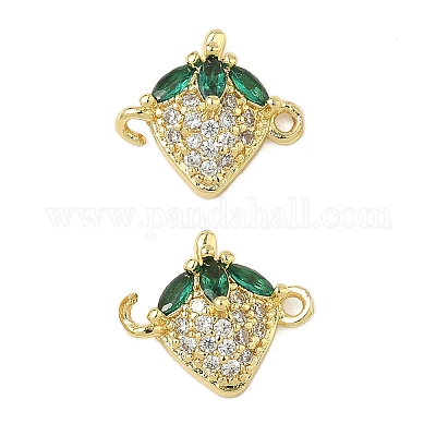 Подвески-фигурки с зелеными и прозрачными кубическими цирконами из латуни и паве в виде фруктов KK-Z109-01G-03-1