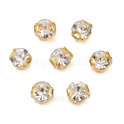 Плоские круглые пришивные бусины-монти со стразами STAS-B107-01A-01G-1