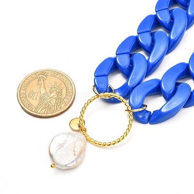 Кольцо с подвеской из натурального жемчуга для девочек-подростков NJEW-JN03712-1