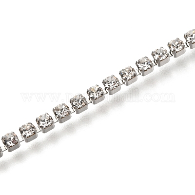 Браслеты-цепочки из нержавеющей стали 304 со стразами AJEW-B004-01B-A-1