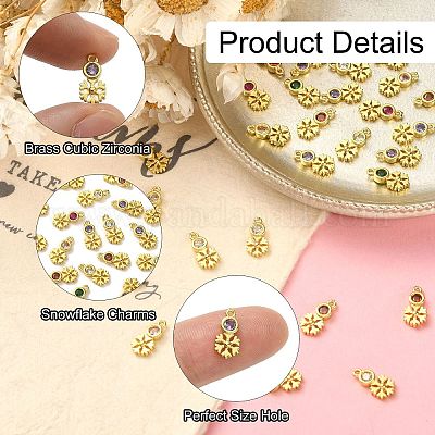 30шт латунные подвески с микропаве и кубическим цирконием ZIRC-CJ0001-18-1