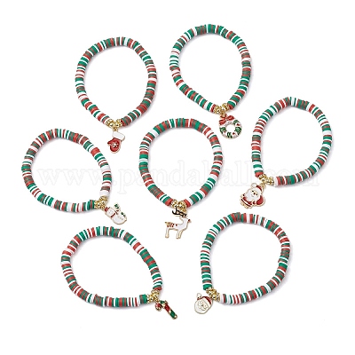 Браслеты из полимерной глины с бусинами BJEW-JB11162-1