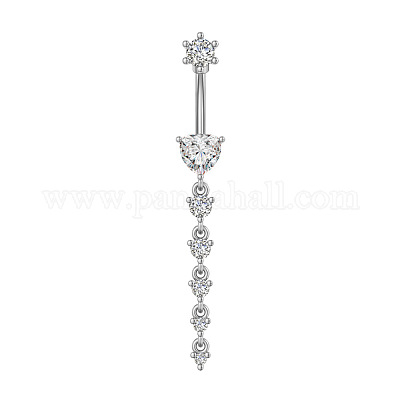 Кольца для живота в виде изогнутой штанги из нержавеющей стали 304 с прозрачным кубическим цирконием&nbsp;FS-WG7A03F-11-1