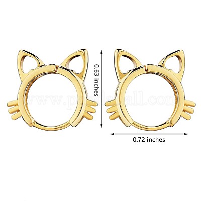 Женские латунные серьги-рычаги с кошкой JE965B-1