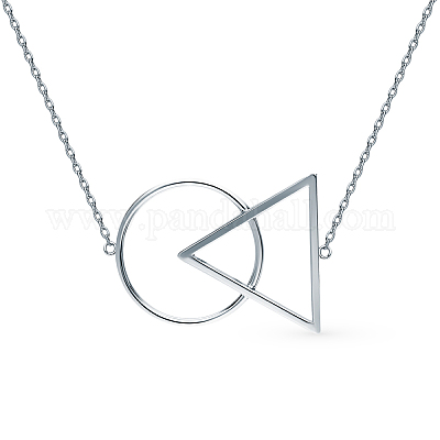 Комплект из серебряного ожерелья и серег с геометрическим треугольником для повседневной носки RC4347-3-1