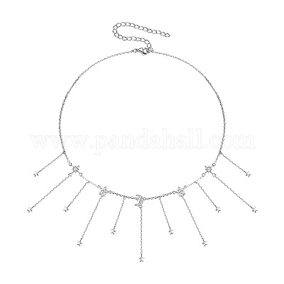 925 серебряное ожерелье-чокер с микропаве из прозрачных кубических цирконий в форме звезды и луны для женщин DQ0879-1-1