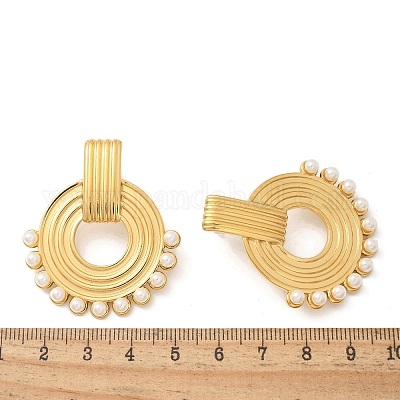 Серьги-гвоздики из нержавеющей стали 304 с имитацией жемчуга EJEW-M069-02G-1