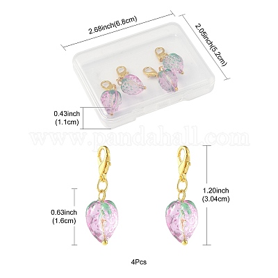 4 шт. подвеска ручной работы в виде клубники HJEW-FS00041-03-1