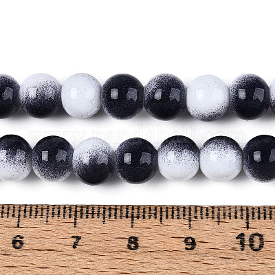 Нити двухцветных непрозрачных стеклянных бусин DGLA-Q027-8mm-04-1