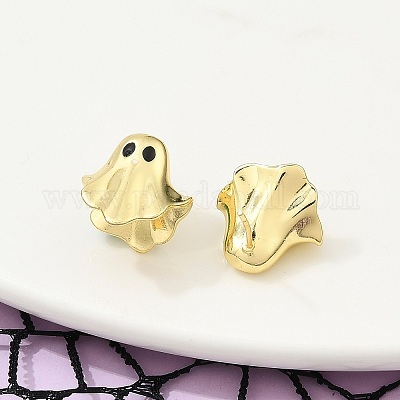 Серьги-гвоздики из латуни в виде призрака EJEW-B149-01G-02-1