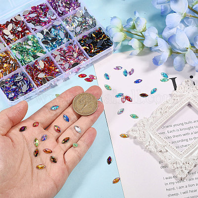 1440шт 12 цвета стеклянные кабошоны со стразами RGLA-CA0001-13-1