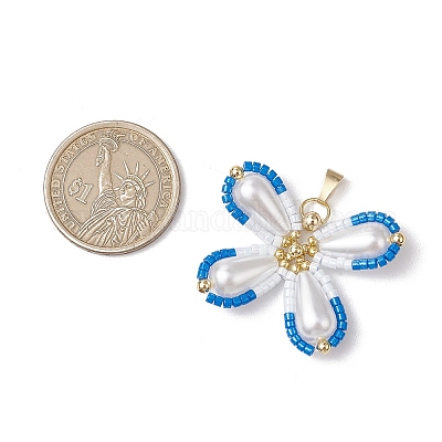 Подвески-бабочки из двухцветного стеклянного бисера PALLOY-MZ00556-03-1