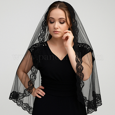 Кружевные свадебные фаты&nbsp;AJEW-WH0816-379-1