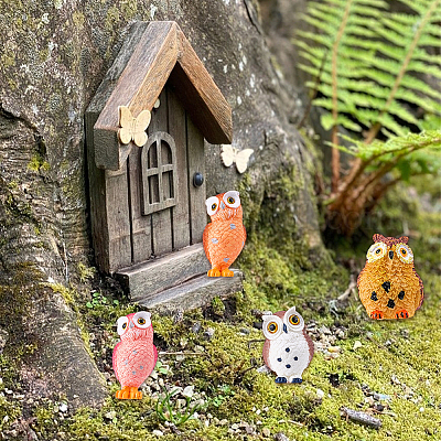 16шт 8-х стилевые фигурки совы из смолы DJEW-DR0001-09-1