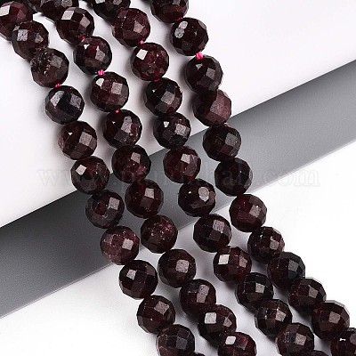 Гранат природный бисер нитей G-S345-6mm-37-1