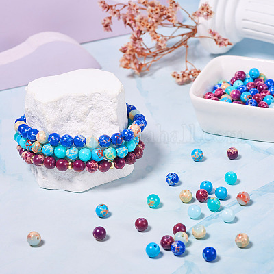 180 шт. 6 стиля окрашенных натуральных и синтетических бусин императорской яшмы G-TA0002-41-1