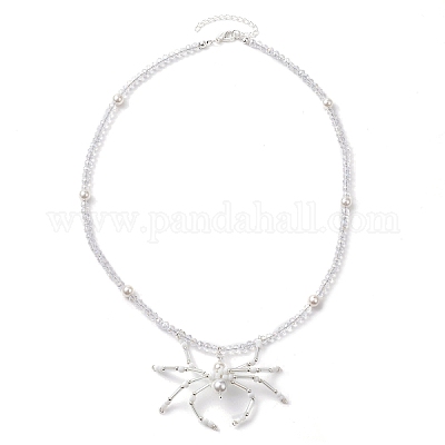 Ожерелья с подвесками в виде паука на Хэллоуин NJEW-TA00147-01-1