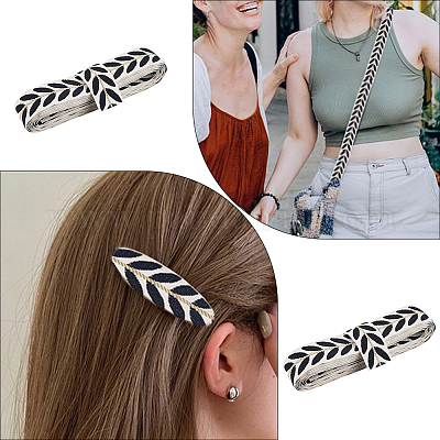 18 ярд двухцветных полиэстеровых жаккардовых лент с узором в виде листьев SRIB-CY0001-18-1