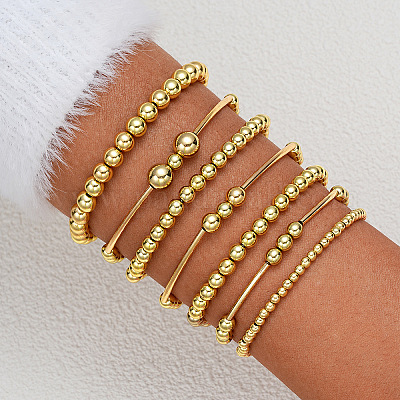 7шт ccb круглые тянущиеся браслеты из бисера WGF8C34-13-1