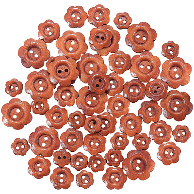 120 шт. 3 стиля деревянных пуговиц с 2 отверстиями DIY-CY0001-89-1