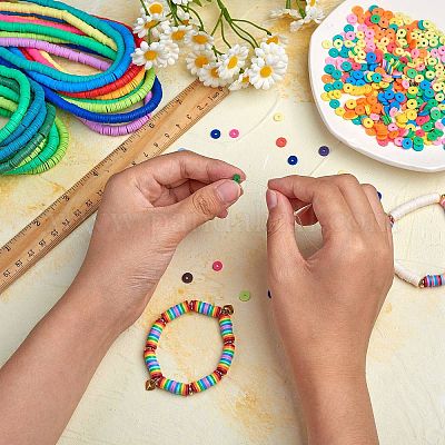 10 нить 5 цвета плоские круглые бусины ручной работы из полимерной глины CLAY-SZ0002-01-1