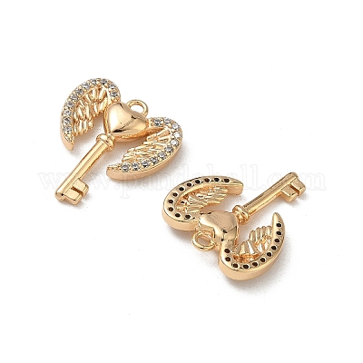 Подвески из латуни с микропаве из прозрачных кубических цирконий KK-A280-10G-1