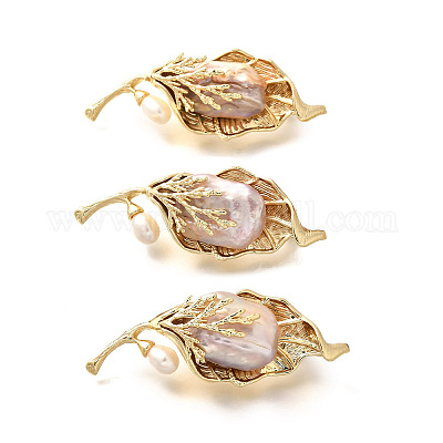 Броши из латуни в виде листьев для женщин JEWB-N001-17G-1