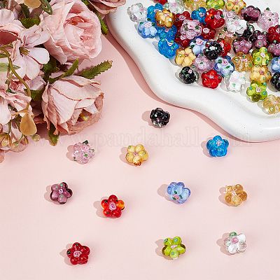 50шт 10 цвета бусины ручной работы лэмпворк LAMP-ME0001-03-1