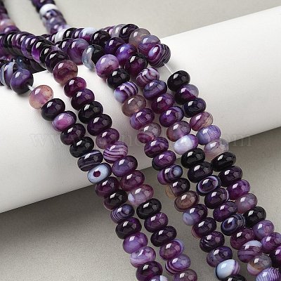 Натуральные полосатые агатовые бусы G-F790-I01-01O-1