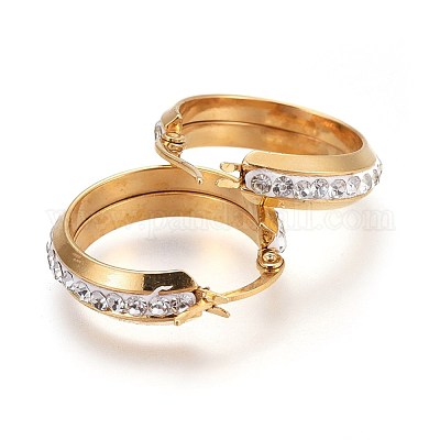 Серьги-кольца из нержавеющей стали 304 с ионным покрытием (IP) EJEW-P173-08G-1