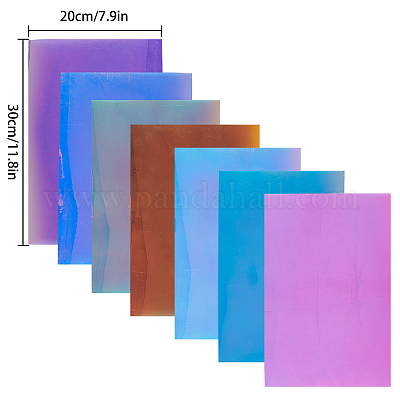 7pcs Holographic Clear PVC Iridescent Magic Mirror Multicolor Fabric Vinyl