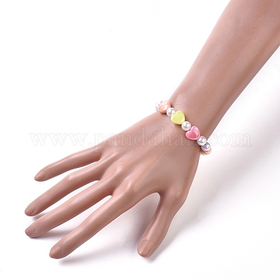 Детские акриловые браслеты из бисера BJEW-JB04838-M-1