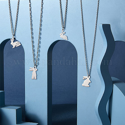 24 шт. 4 подвески-кролики из нержавеющей стали 201 STAS-SC0003-43-1