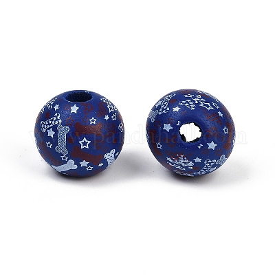 Тема Дня независимости деревянные европейские бусы WOOD-Z005-01C-01-1