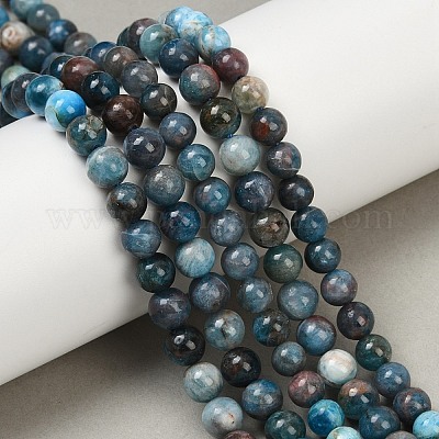 Круглые бусины пряди природного апатита G-K068-02-6mm-01-1