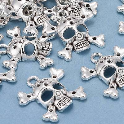 Сплав Crossbone сеттинги горный хрусталь кулон череп EAA212Y-1