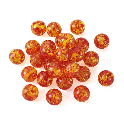 Imitation Amber Resin Beads, Gold, Round, about 16mm in diameter, hole: 3mm