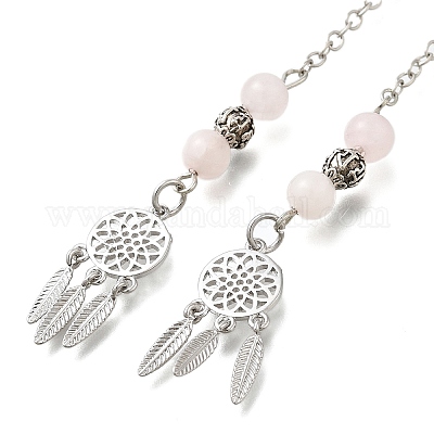 Круглые маятники для биолокации из натурального розового кварца G-M447-07P-10-1