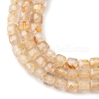 Нити бусин из натурального золота с рутилированным кварцем G-B142-C03-2x2mm-1