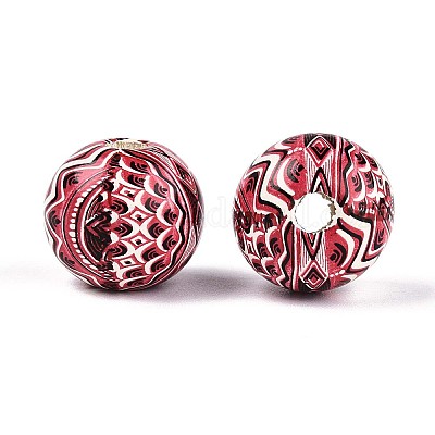 Бусины из дерева схима в богемном стиле с принтом WOOD-T032-31D-1