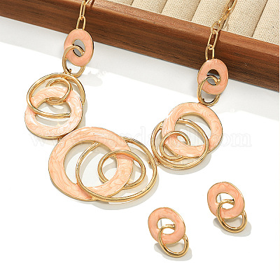 Комплекты из ожерелий с подвесками из эмалевого сплава и серег-гвоздиков FS-WG52143-03-1