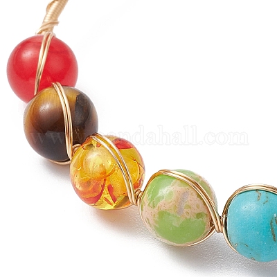 Браслет из натуральных и синтетических камней и жемчуга BJEW-JB09646-1