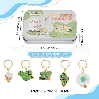 5 шт. 5 вида фарфоровых подвесок-маркеров для фиксации петель HJEW-NB00257-1