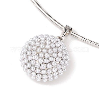 Латунное ожерелье с имитацией жемчуга АБС BJEW-Q350-05D-P-1