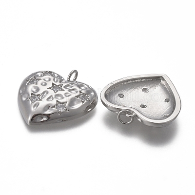 Кулоны из чеканной латуни с прозрачным кубическим цирконием KK-F821-14P-1