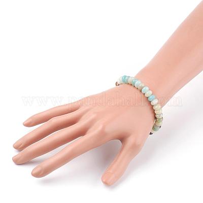 Природные амазонит бисер стрейч браслеты&nbsp;BJEW-JB03376-02-1