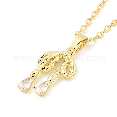 Колье с кулоном из латуни с прозрачным кубическим цирконием NJEW-B100-04G-1