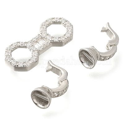 925 серебряная застежка с микропаве из прозрачного кубического циркония STER-U006-03P-1