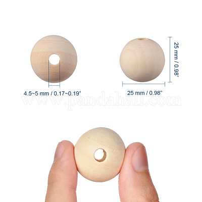 Unfinished Natural Wood Beads Spacer Craft Beads for DIY Macrame Rosary  Jewelry, Lead Free, Round, Moccasin, 25mm, Hole: 4.5~5mm